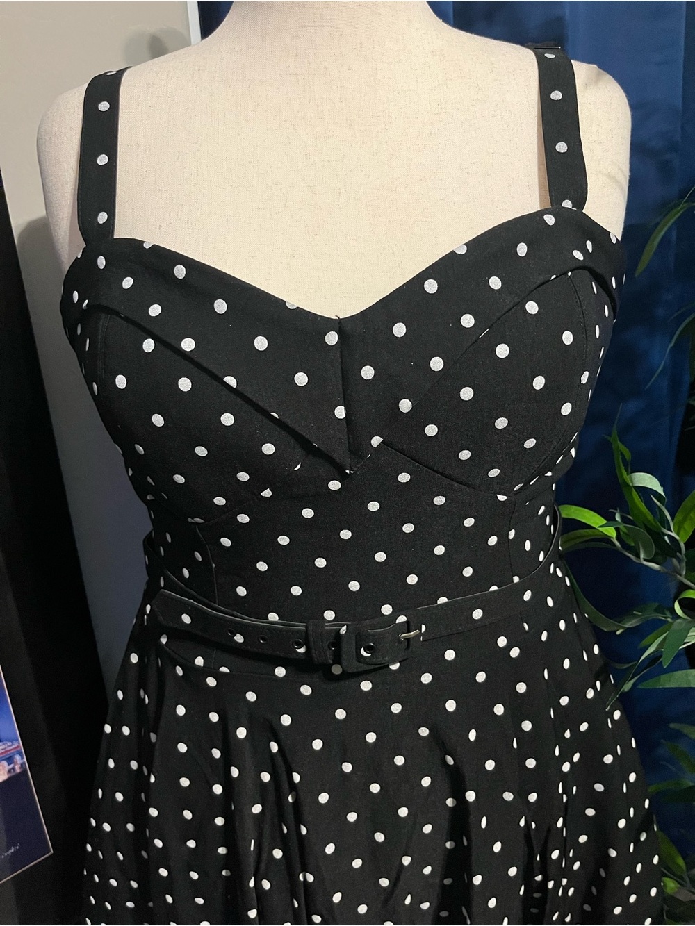 Like new Vixen by Micheline Pitt Black Polka Dot Swing Dress - Picture 5 of 11